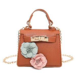 Bolsa Crossbody Com Corrente De Decoração Floral