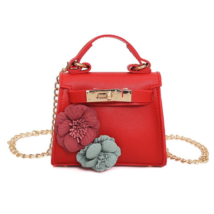 Bolsa Crossbody Com Corrente De Decoração Floral