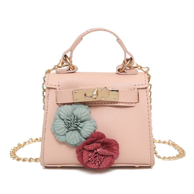 Bolsa Crossbody Com Corrente De Decoração Floral