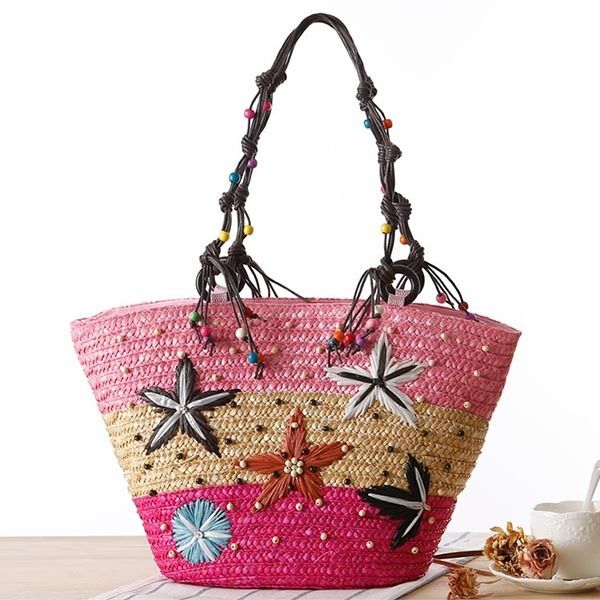 Bolsa De Palha Para Bordado Starfish Bohemian