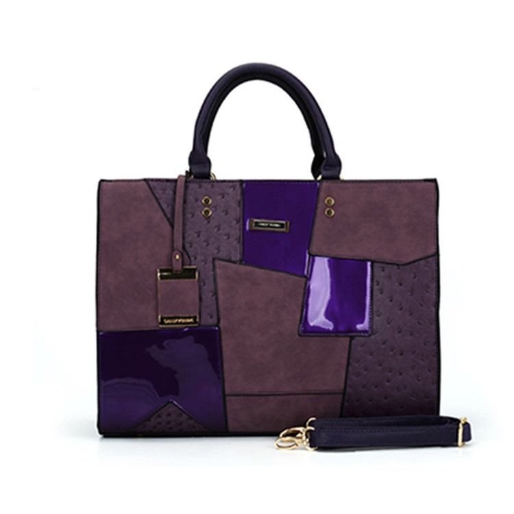 Moda Patchwork Color Block Zipper Handbag