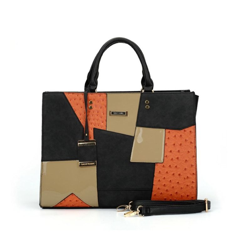 Moda Patchwork Color Block Zipper Handbag