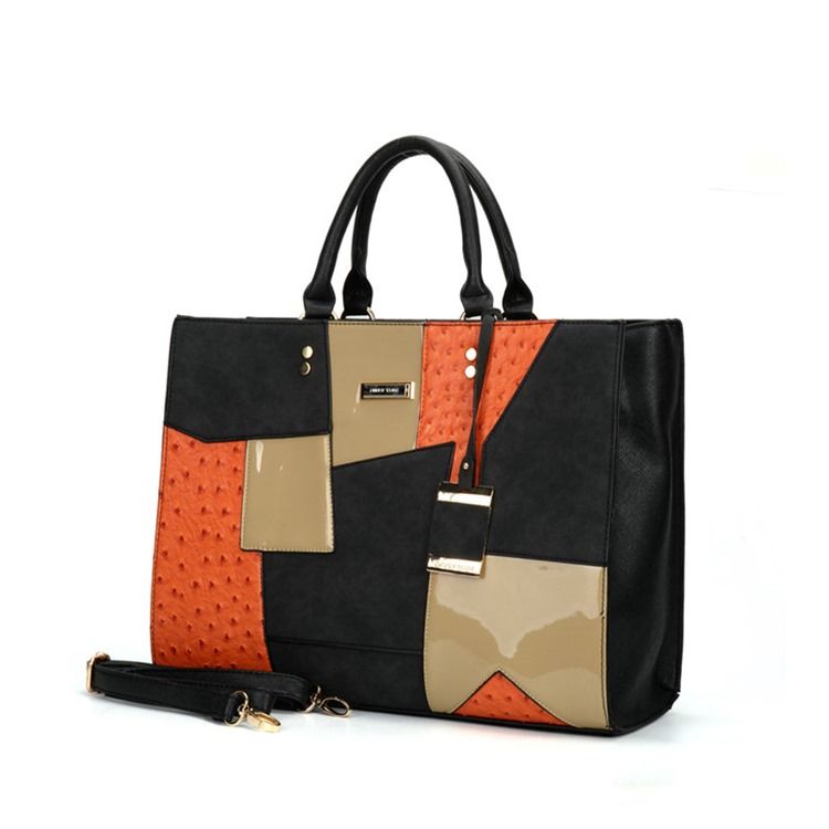 Moda Patchwork Color Block Zipper Handbag