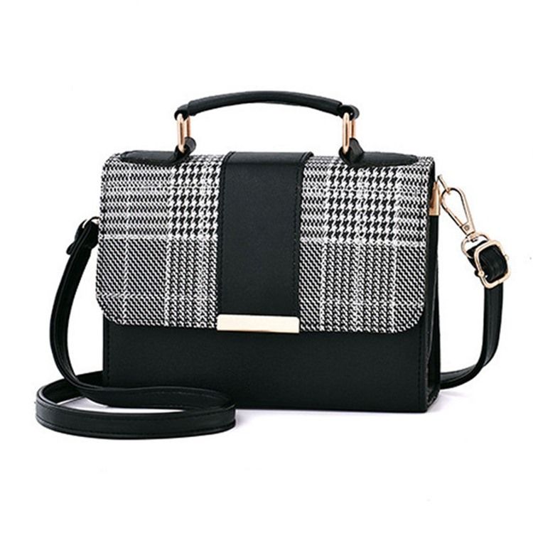 Sacolas Quadradas Houndstooth Em Pu Bloco De Cores