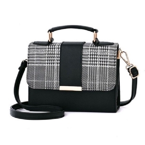 Sacolas Quadradas Houndstooth Em Pu Bloco De Cores