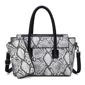 Serpentine Snake-grain Patternthread Pu Handbag