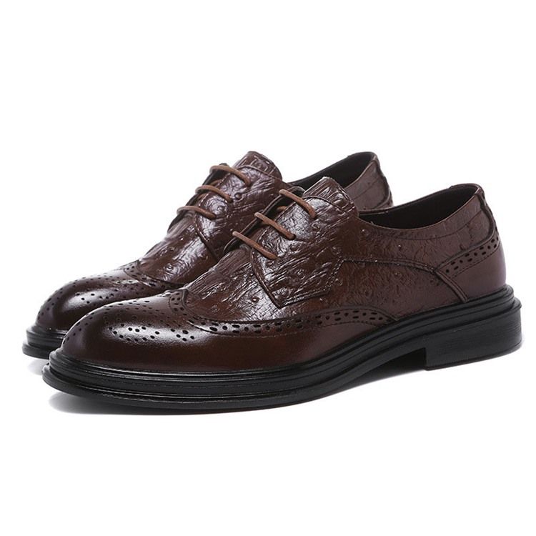 Liso Lace-up Low-cut Superior Round Toe Masculino Oxfords