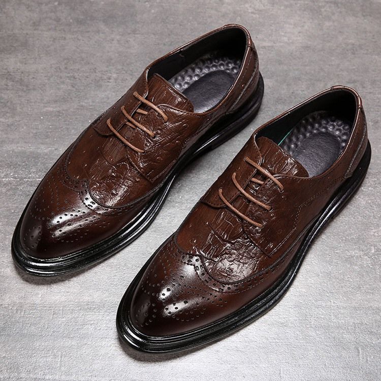 Liso Lace-up Low-cut Superior Round Toe Masculino Oxfords