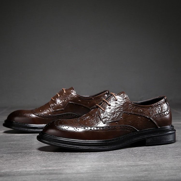 Liso Lace-up Low-cut Superior Round Toe Masculino Oxfords