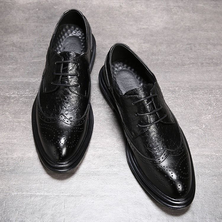 Liso Lace-up Low-cut Superior Round Toe Masculino Oxfords