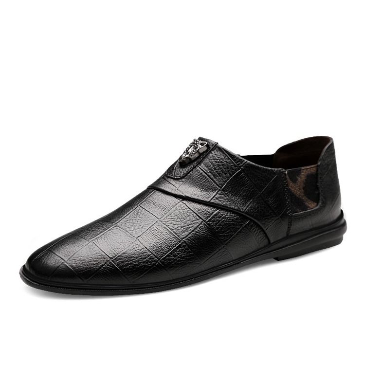 Oxfords De Couro De Corte Baixo Liso Masculino