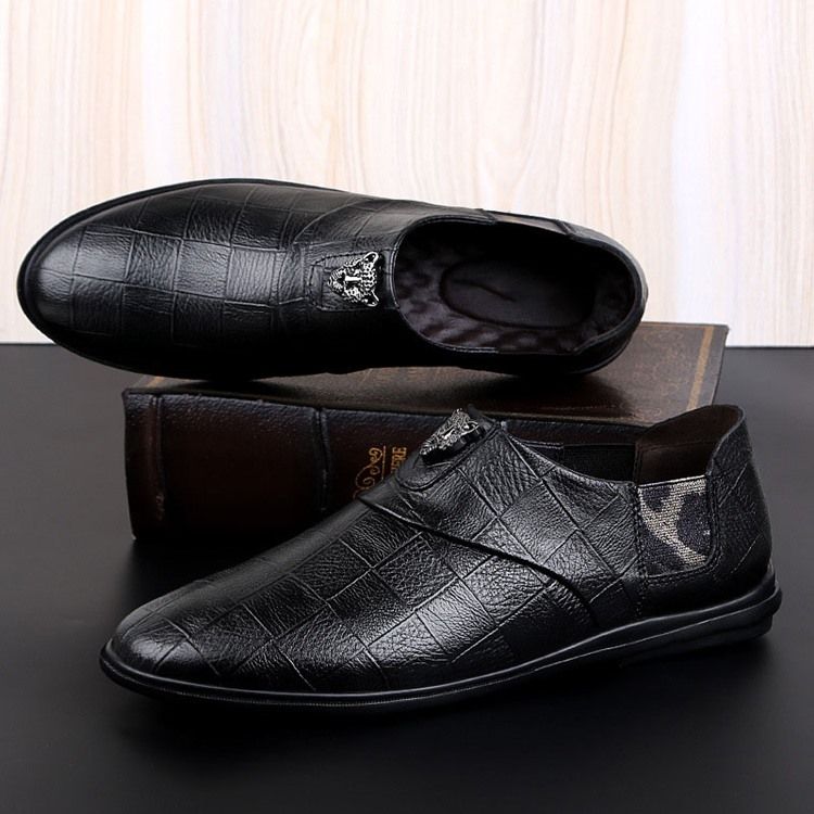 Oxfords De Couro De Corte Baixo Liso Masculino