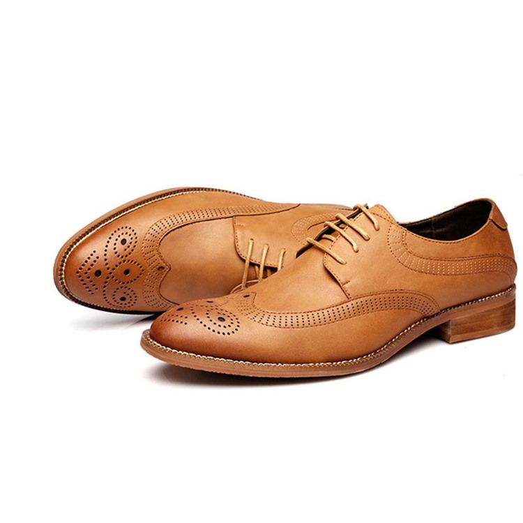 Oxfords Masculinos De Salto Liso Com Cadarço