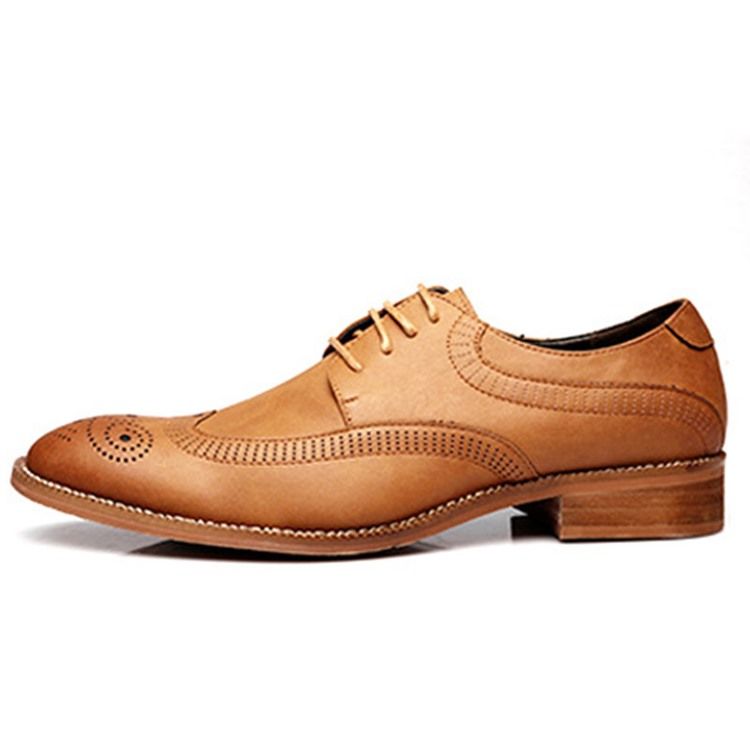 Oxfords Masculinos De Salto Liso Com Cadarço