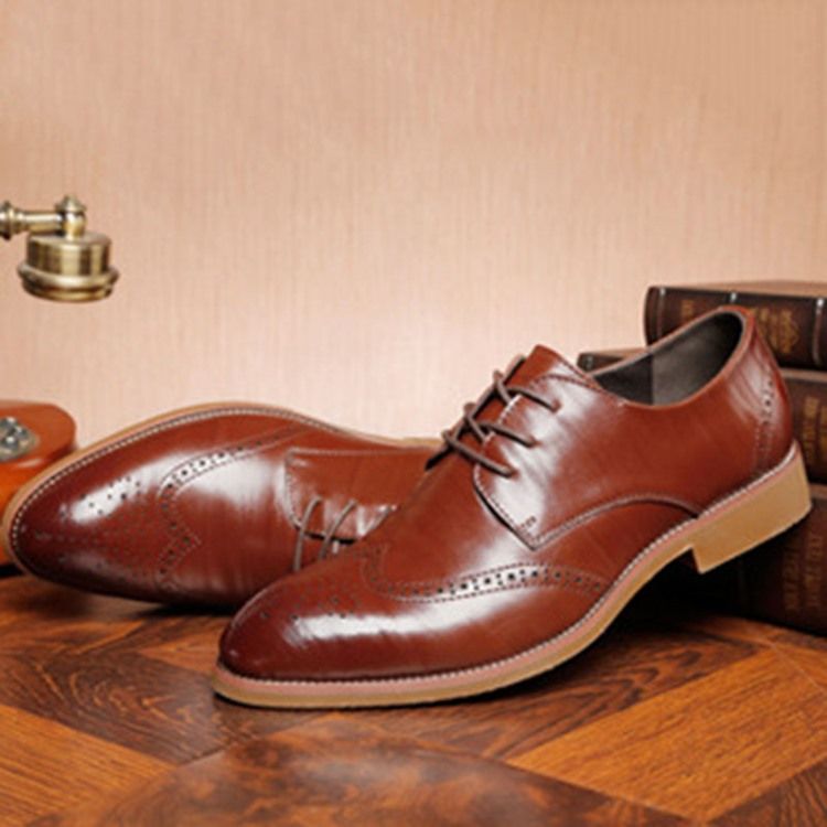 Plain Hollow Toe Redondo Lace-up Masculino Oxfords