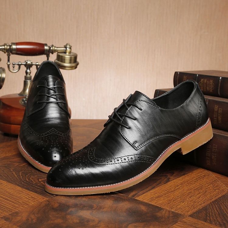 Plain Hollow Toe Redondo Lace-up Masculino Oxfords