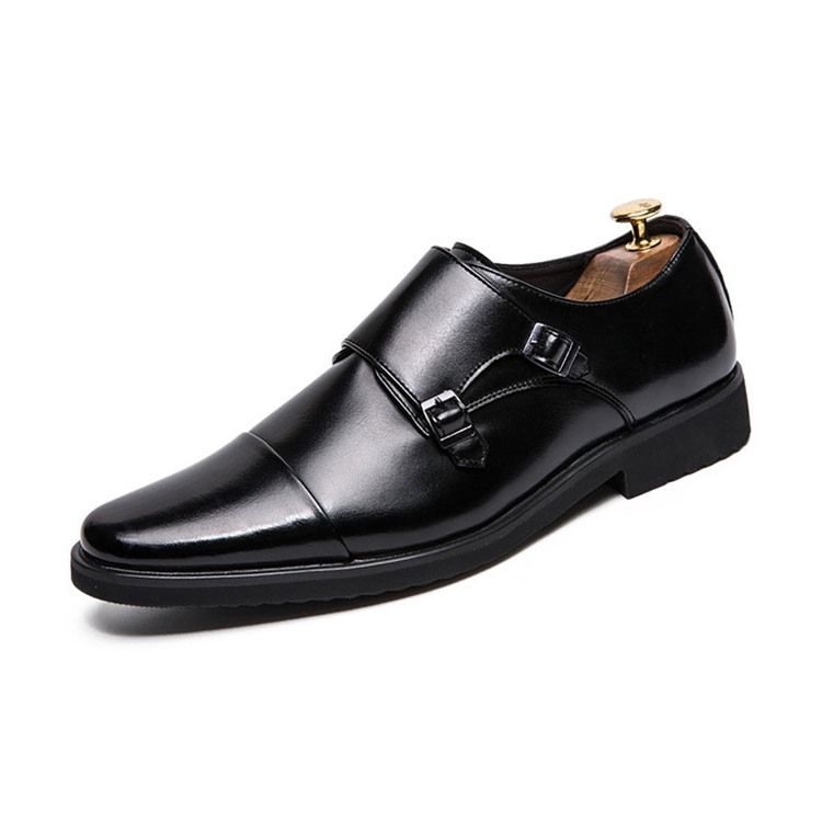 Pu Color Block Slip-on Round Toe Calçados Masculinos