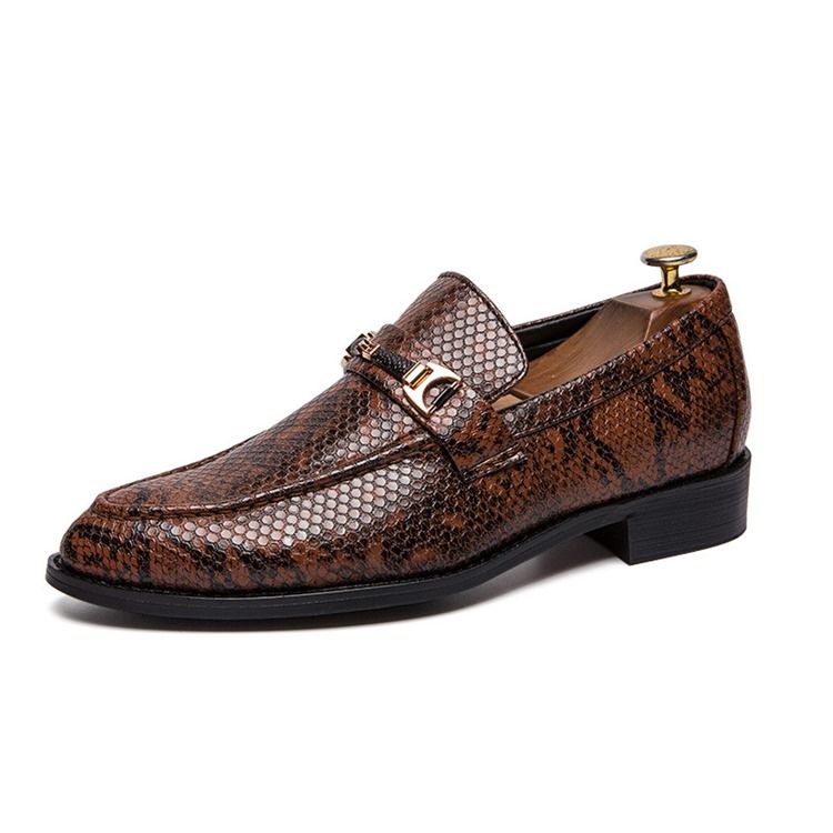 Pu Serpentine Toe Redondo Masculino Sapatos