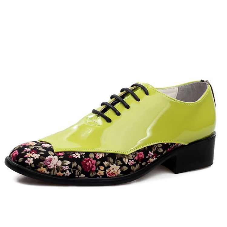 Sapatos Elegantes Masculinos Com Corte Decotado Em Patchwork Floral