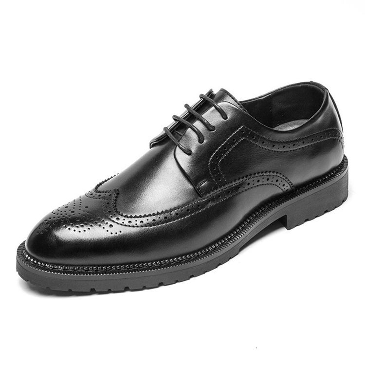 Sapatos Masculinos De Salto Liso Com Cordões