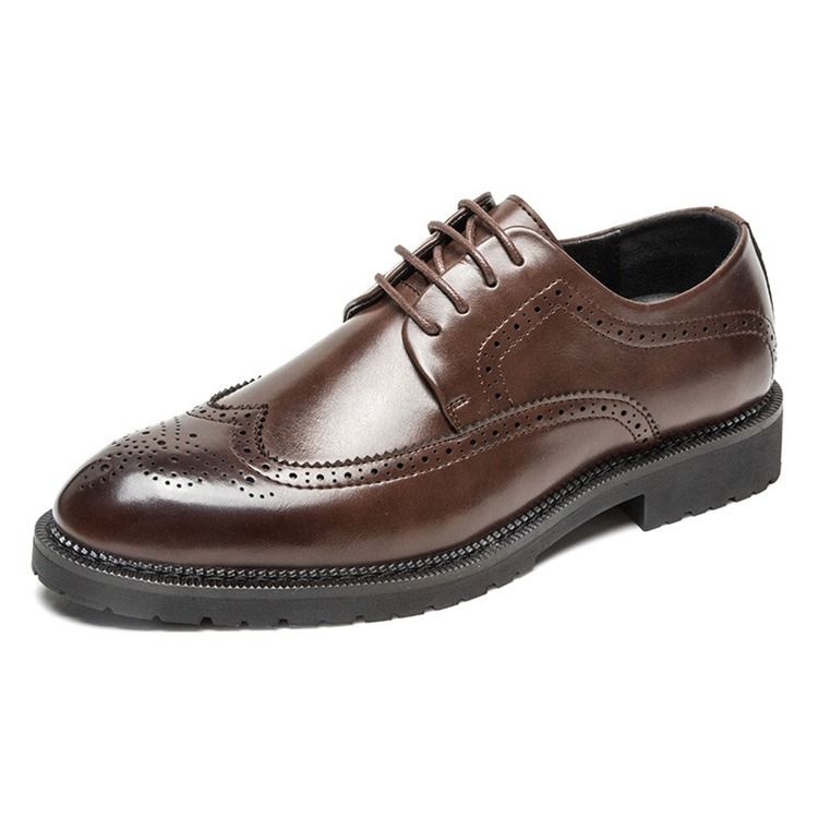 Sapatos Masculinos De Salto Liso Com Cordões