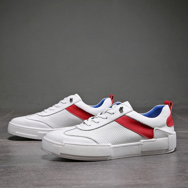 Elastic Band Color Block Rodada Toe Sapatos De Skate Masculinos