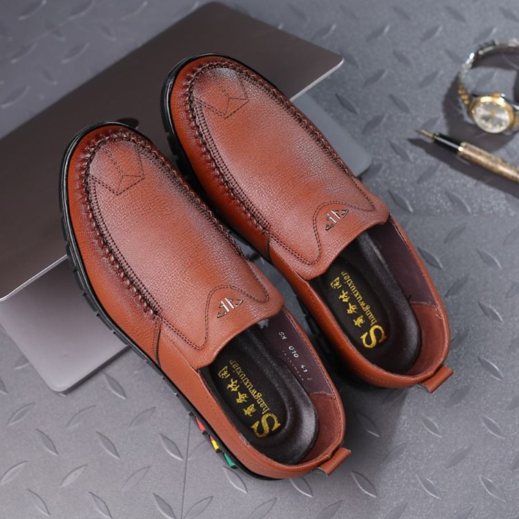 Pu Slip-on Round Toe Calçados Masculinos Confortáveis