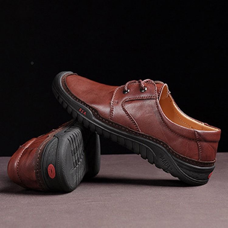 Sapatos Confortáveis Masculinos Com Biqueira Redonda E Simples De Renda