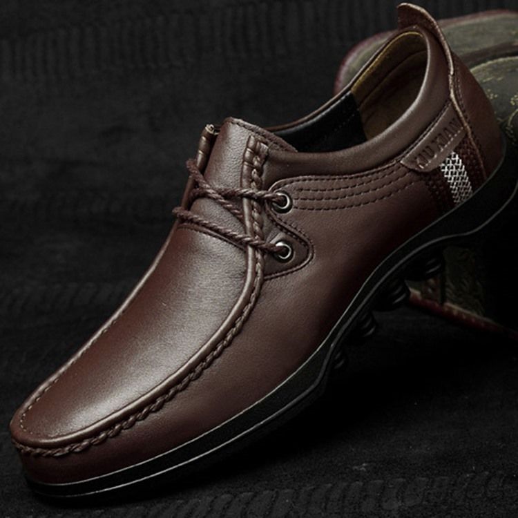 Sapatos De Trabalho Masculinos Com Bico Redondo Liso E Decotado Superior