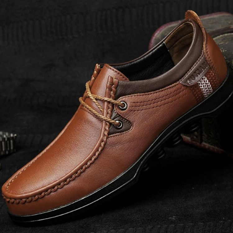 Sapatos De Trabalho Masculinos Com Bico Redondo Liso E Decotado Superior