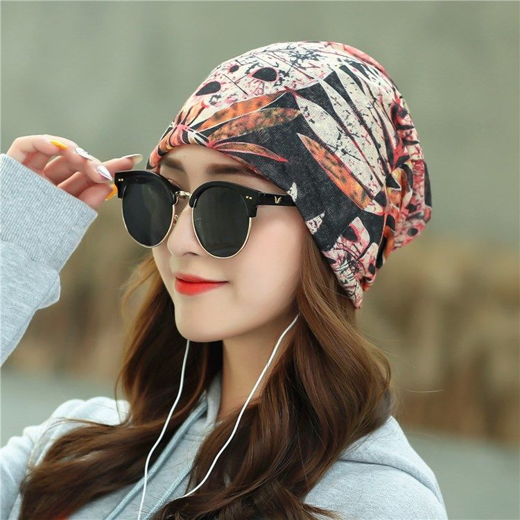 Chapéu Feminino Casual Skullies Gorros Summer Plant