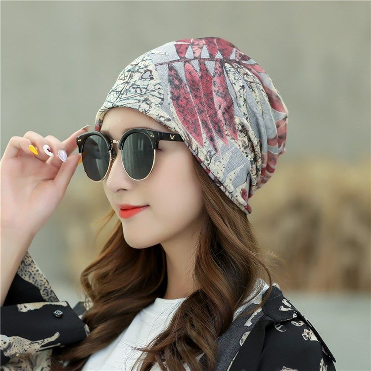 Chapéu Feminino Casual Skullies Gorros Summer Plant