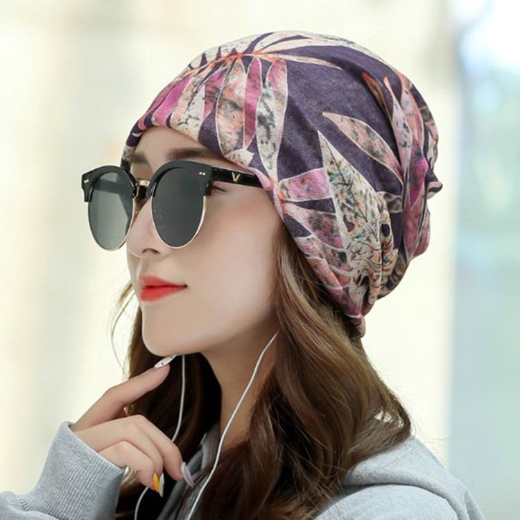 Chapéu Feminino Casual Skullies Gorros Summer Plant