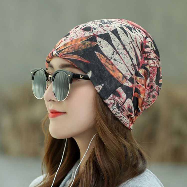 Chapéu Feminino Casual Skullies Gorros Summer Plant