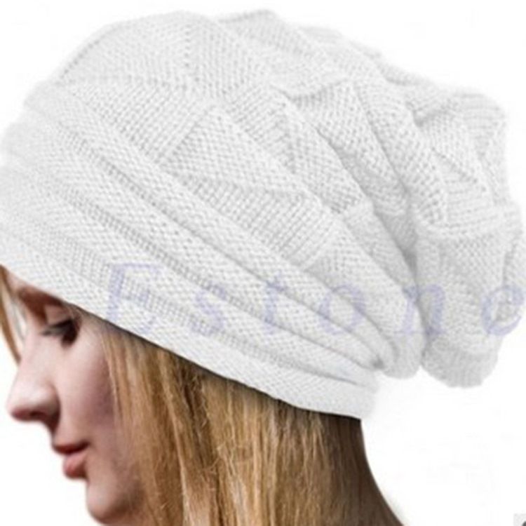 Chapéu Feminino De Malha Cor Pura De Inverno