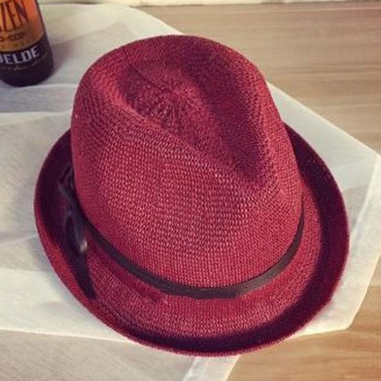 Chapéu De Jazz Bowknot Straw Sunhat Para Mulheres