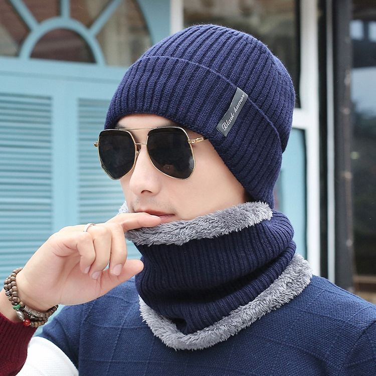 Chapéus Masculinos De Malha Casual De Inverno Quente