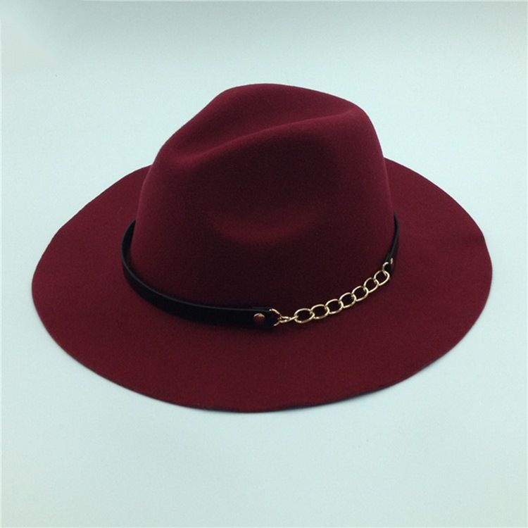 Fedora Wool Feminino Mistura Chapéus Simples De Inverno