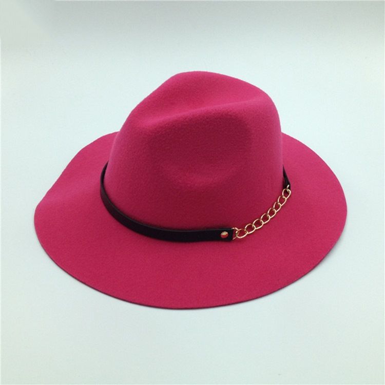 Fedora Wool Feminino Mistura Chapéus Simples De Inverno