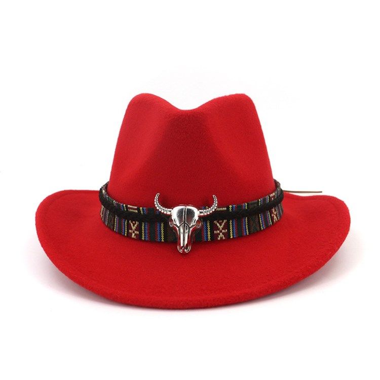 Lã Feminina Mistura Chapéu De Cowboy Ajustável