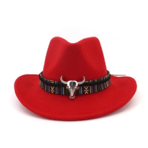 Lã Feminina Mistura Chapéu De Cowboy Ajustável