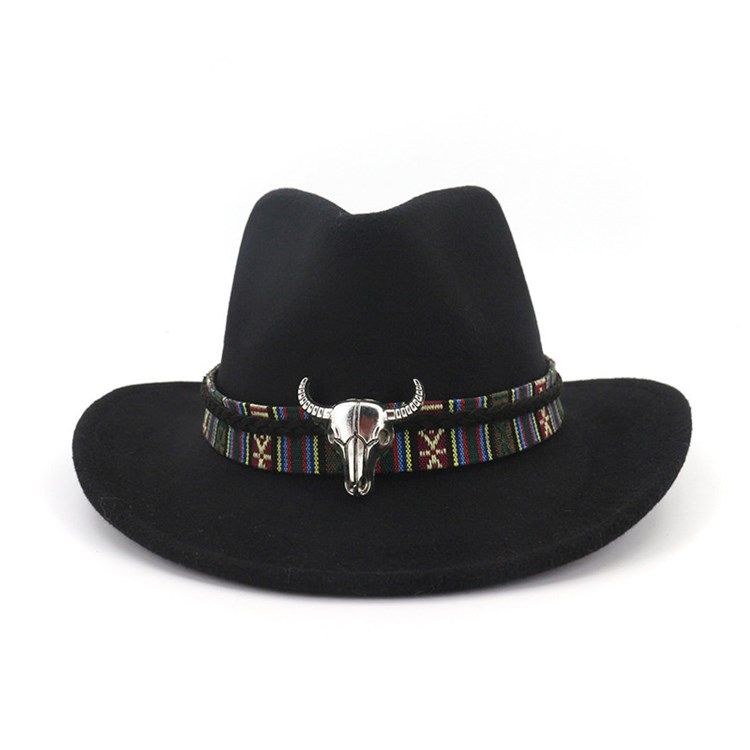 Lã Feminina Mistura Chapéu De Cowboy Ajustável