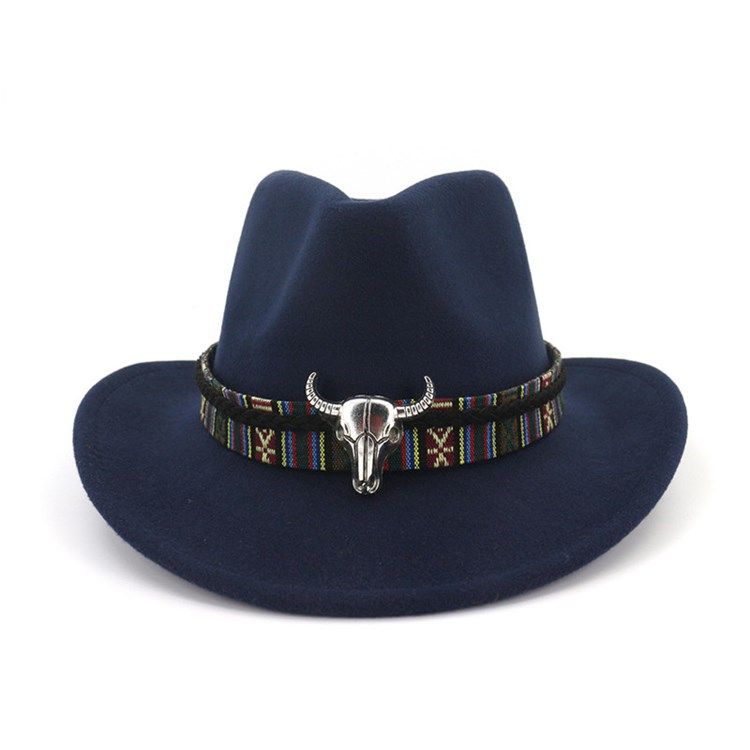 Lã Feminina Mistura Chapéu De Cowboy Ajustável