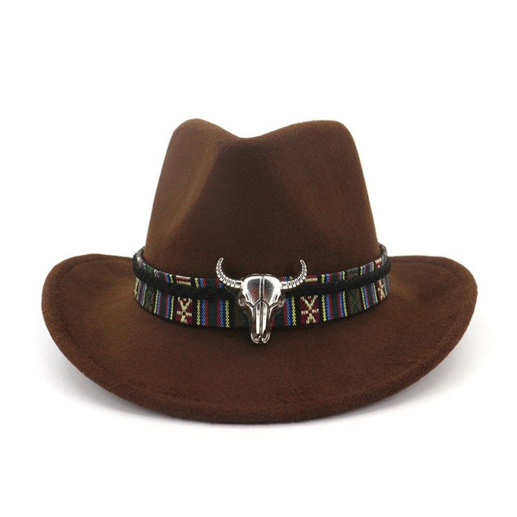 Lã Feminina Mistura Chapéu De Cowboy Ajustável