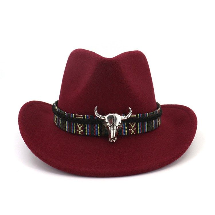 Lã Feminina Mistura Chapéu De Cowboy Ajustável