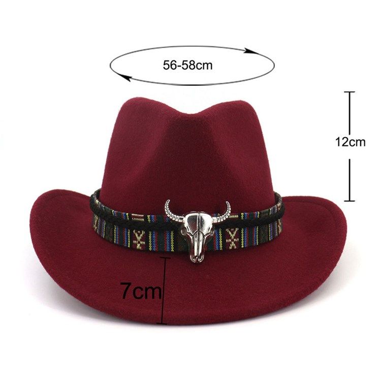 Lã Feminina Mistura Chapéu De Cowboy Ajustável