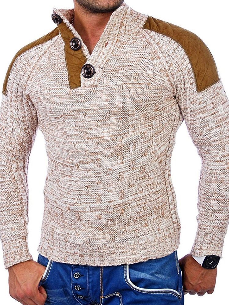 Camisola Masculina Padrão Com Botão De Colarinho