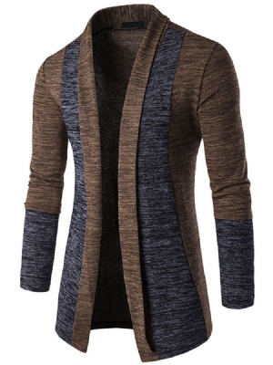 Color Block Cardigan Casual Masculino Tricô