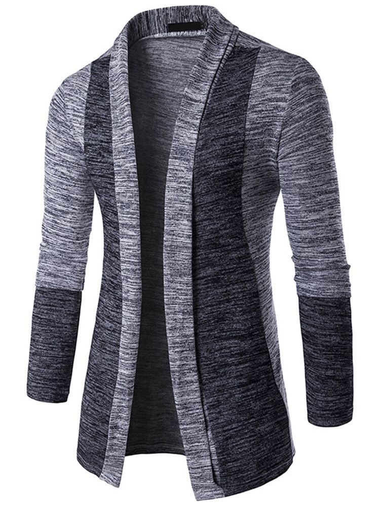 Color Block Cardigan Casual Masculino Tricô