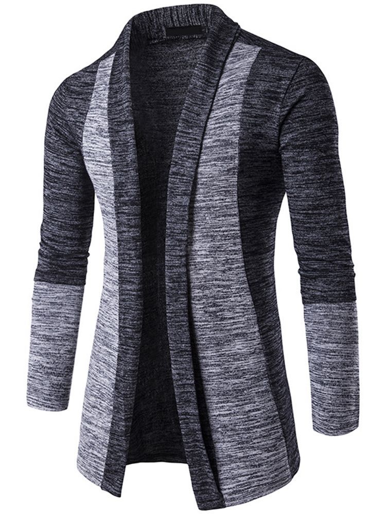 Color Block Cardigan Casual Masculino Tricô